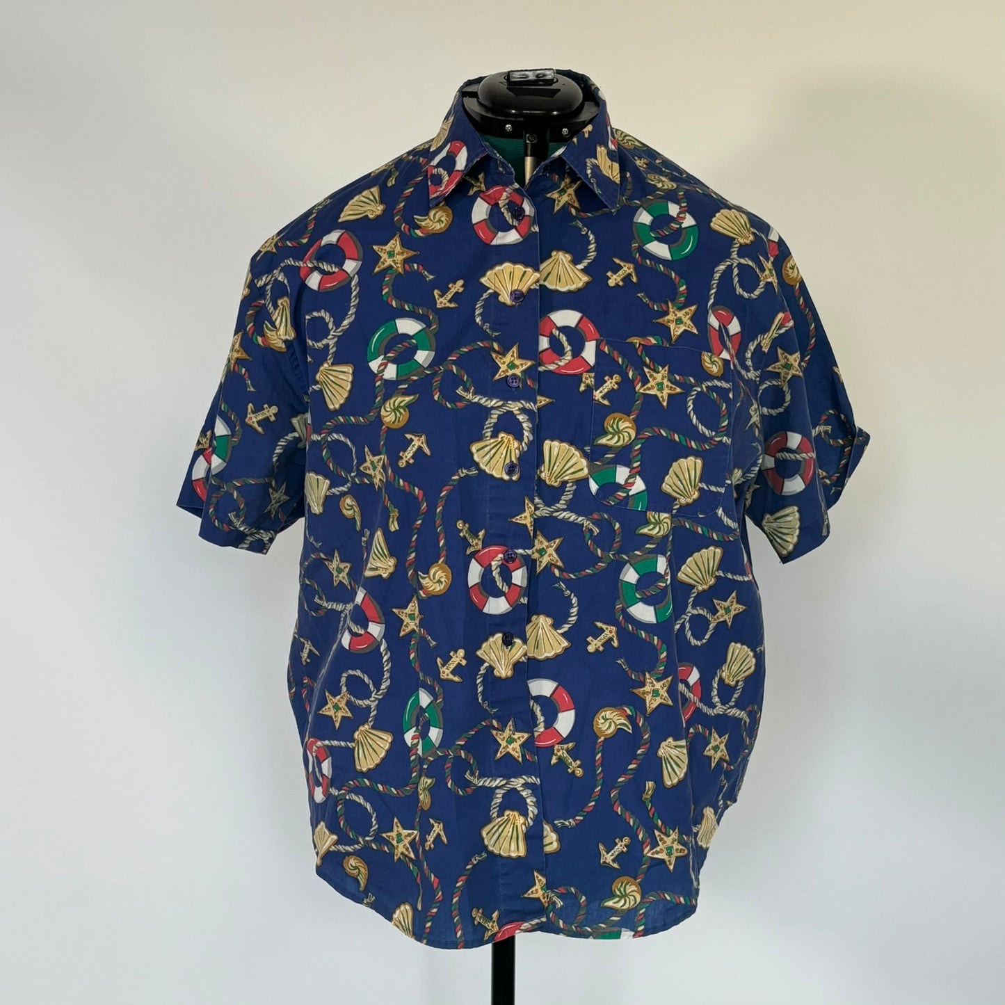 Vintage Cabin Creek Nautical Short Sleeve Button Down