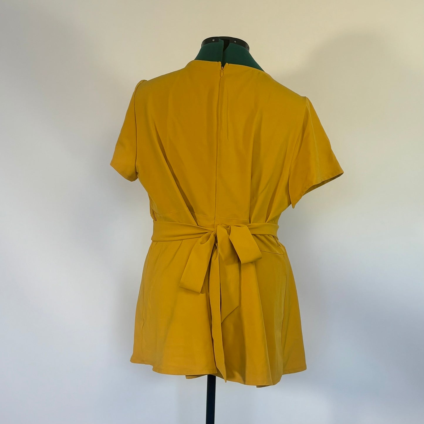 Mustard Yellow Peplum Top with Tie Belt