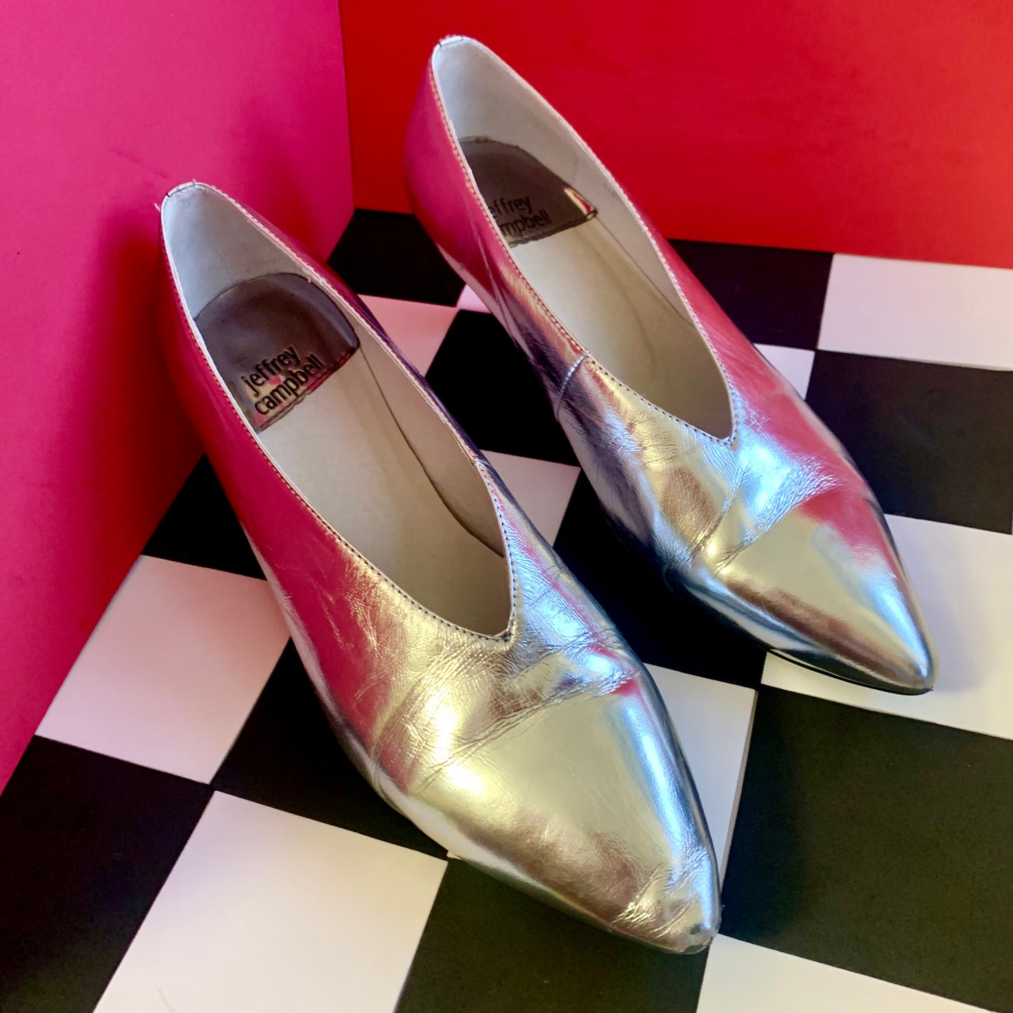 Sz 9.5 Jeffrey Campbell Silver Metallic Heels