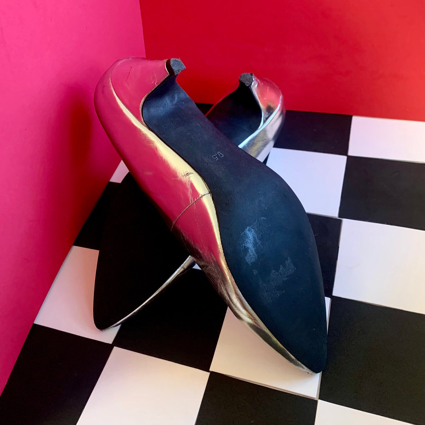 Sz 9.5 Jeffrey Campbell Silver Metallic Heels