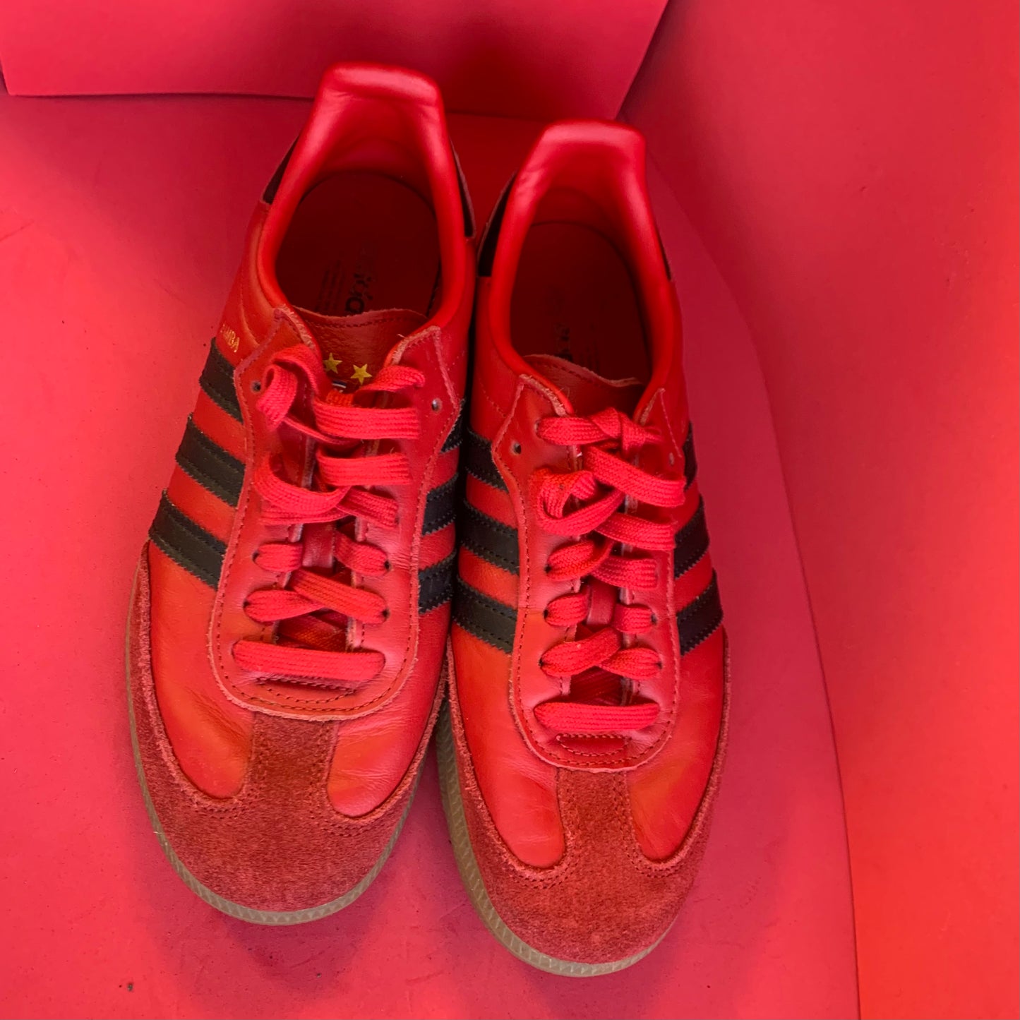 NEW Sz 6m Adidas Originals Samba Team Bayern Munich Red Sneakers