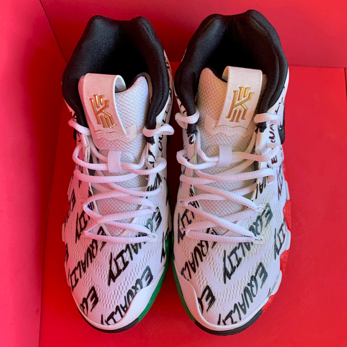 Sz 7Y Kyrie 4 BHM Multi-Color Sneakers