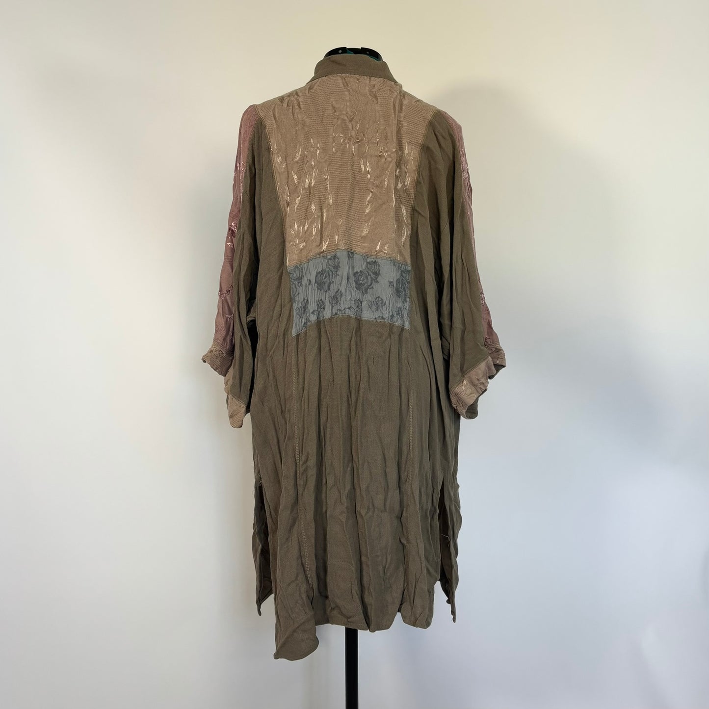Vintage Button Front Patchwork Duster