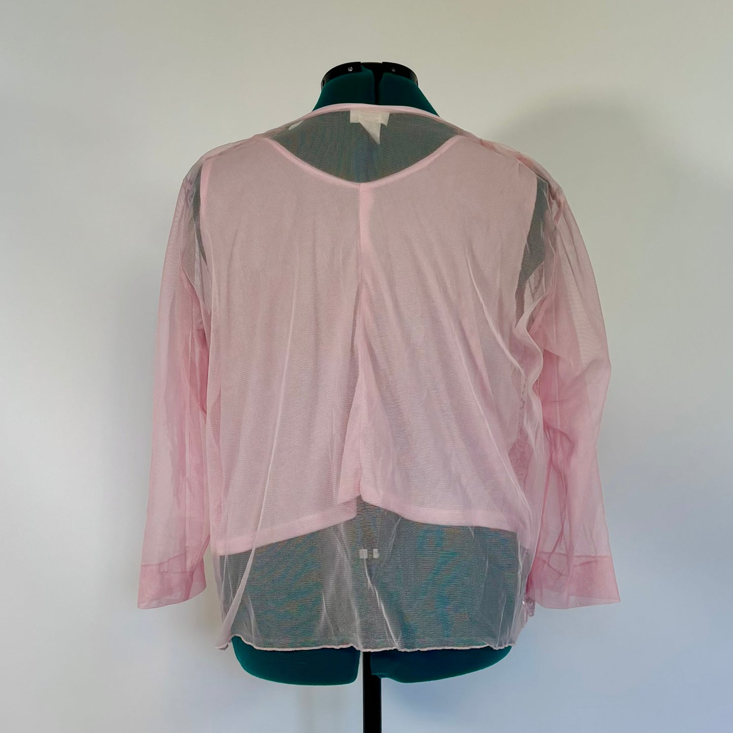 Vintage Baby Pink Mesh Cardigan and Matching Shirt Set