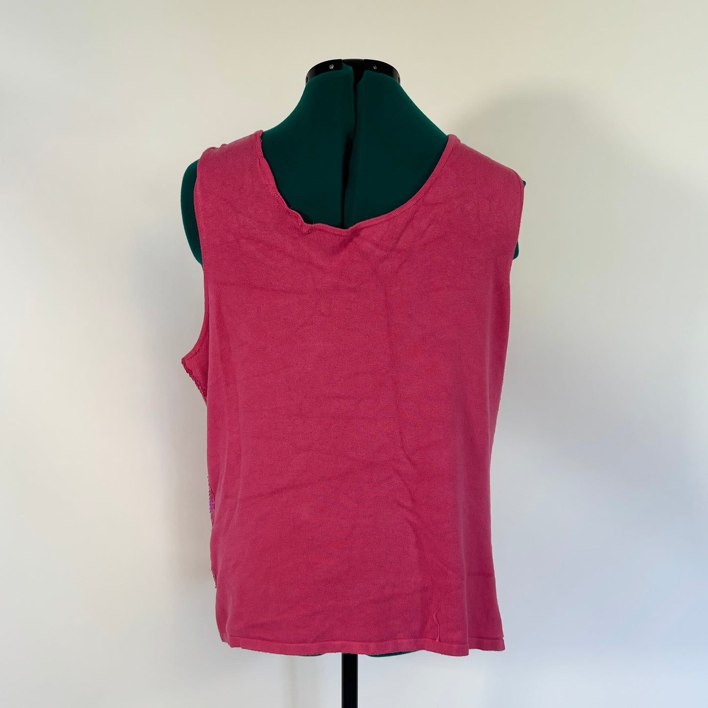 Vintage Hot Pink Sleeveless Knit Sequin Top