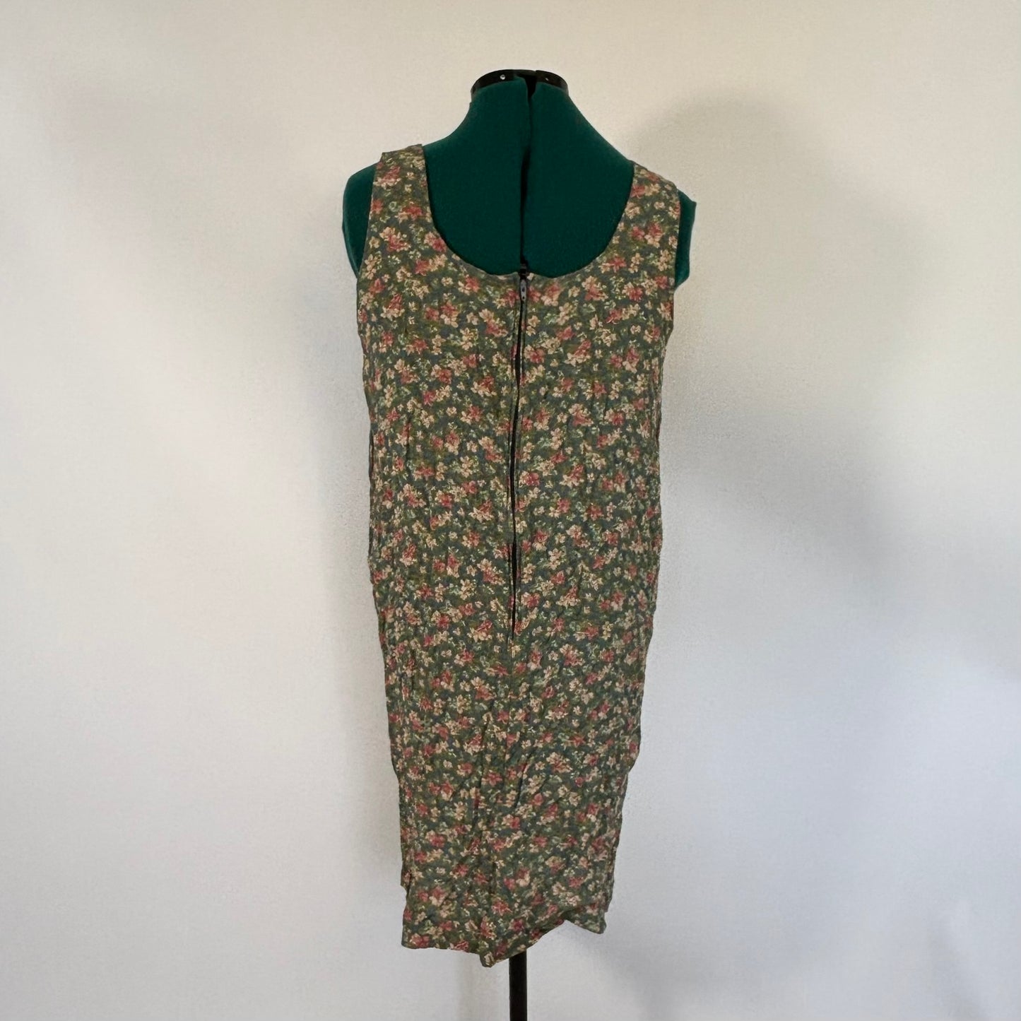 Vintage Green Floral Sleeveless Dress