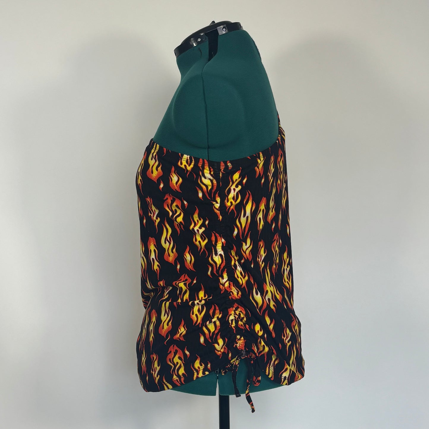 Flame Print Ribbed One Shoulder Top NWT