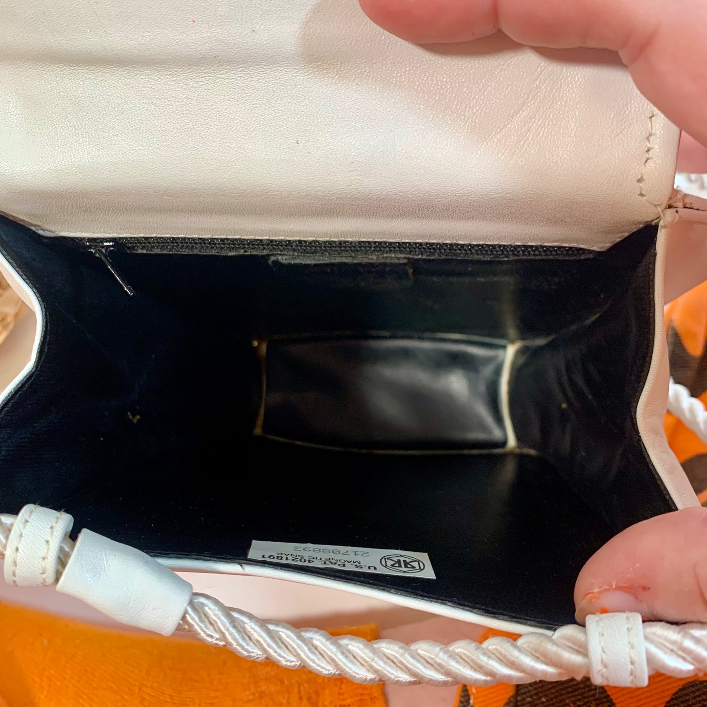 Susan Reade Vintage Crossbody White Leather Polka Dot Purse