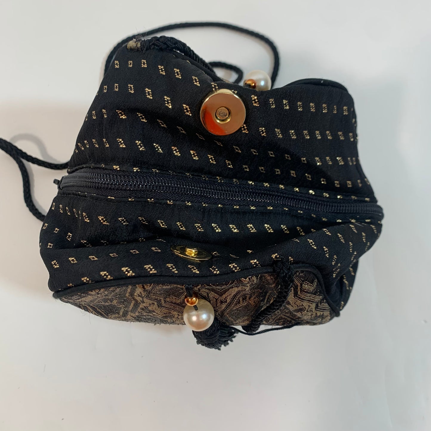 Whiting & Davis Vintage International Black and Gold Mini Bag Purse