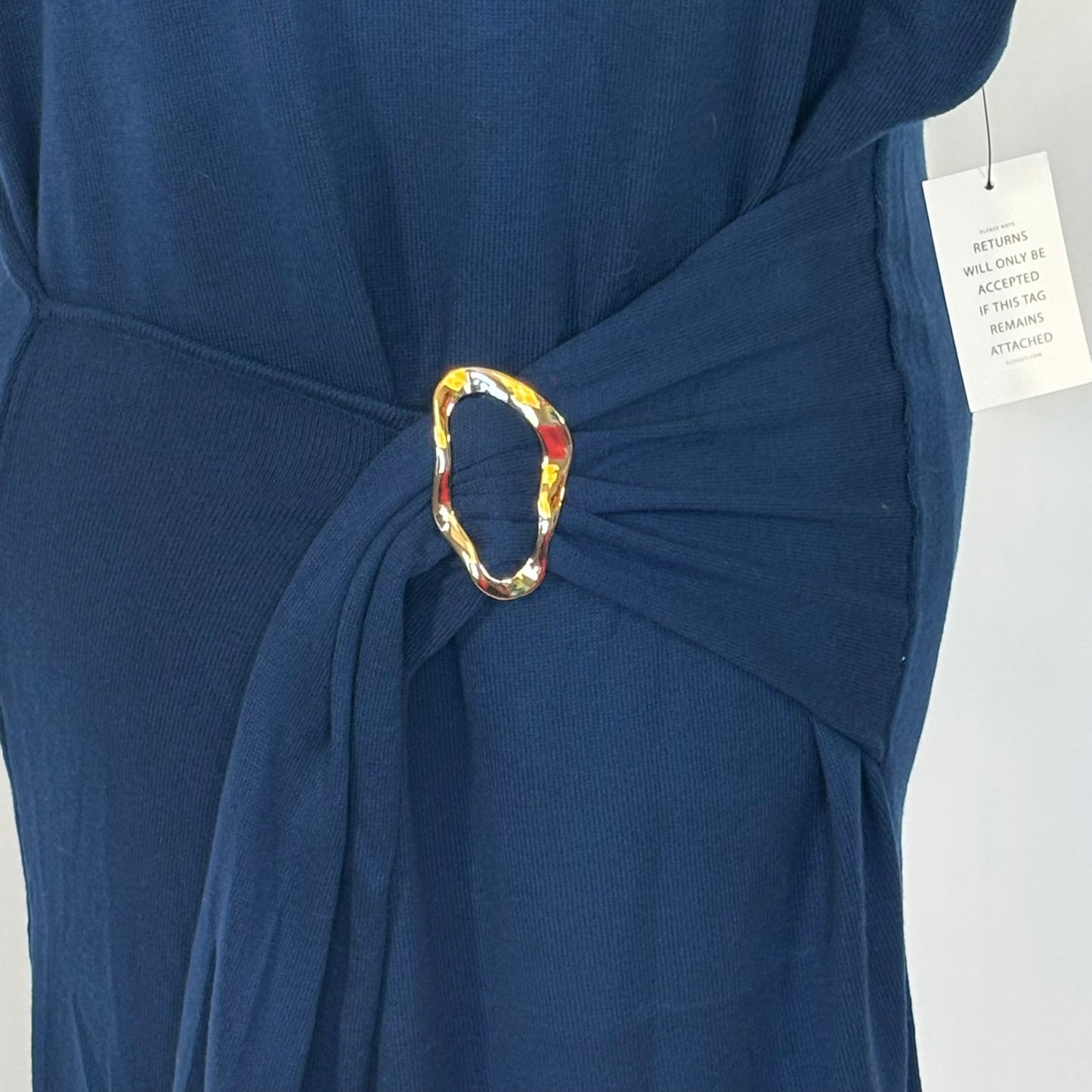 Eloquii Navy Knit Midi Dress with Wrap Belt NWT
