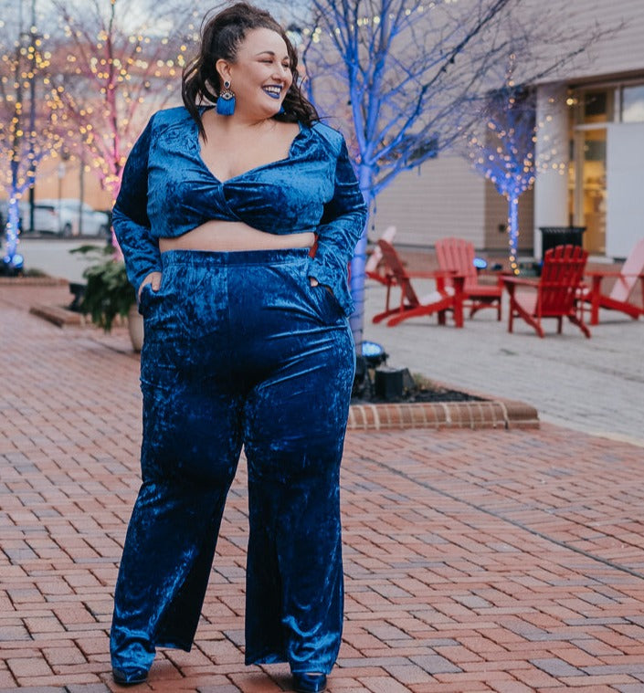 Blue Velvet Two Piece Set NWT