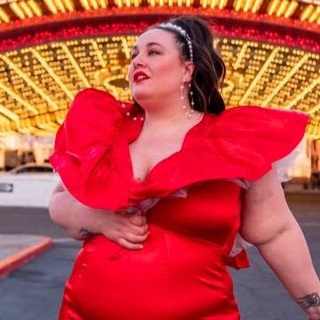 Red Satin Mini Dress with Puffy Sleeves