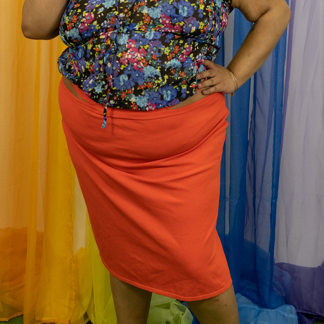 Orange Knit Skirt with Waist Straps NWT