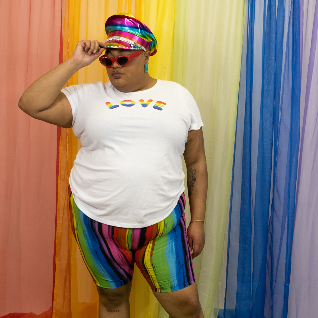 White and Rainbow "Love" Tee