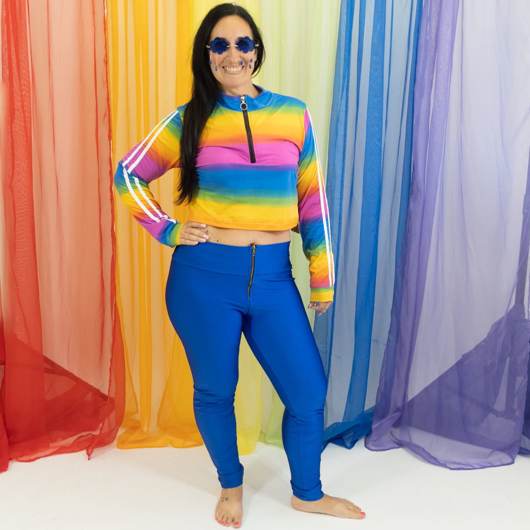 Rainbow Cropped Half Zip Sweatshirt NWT