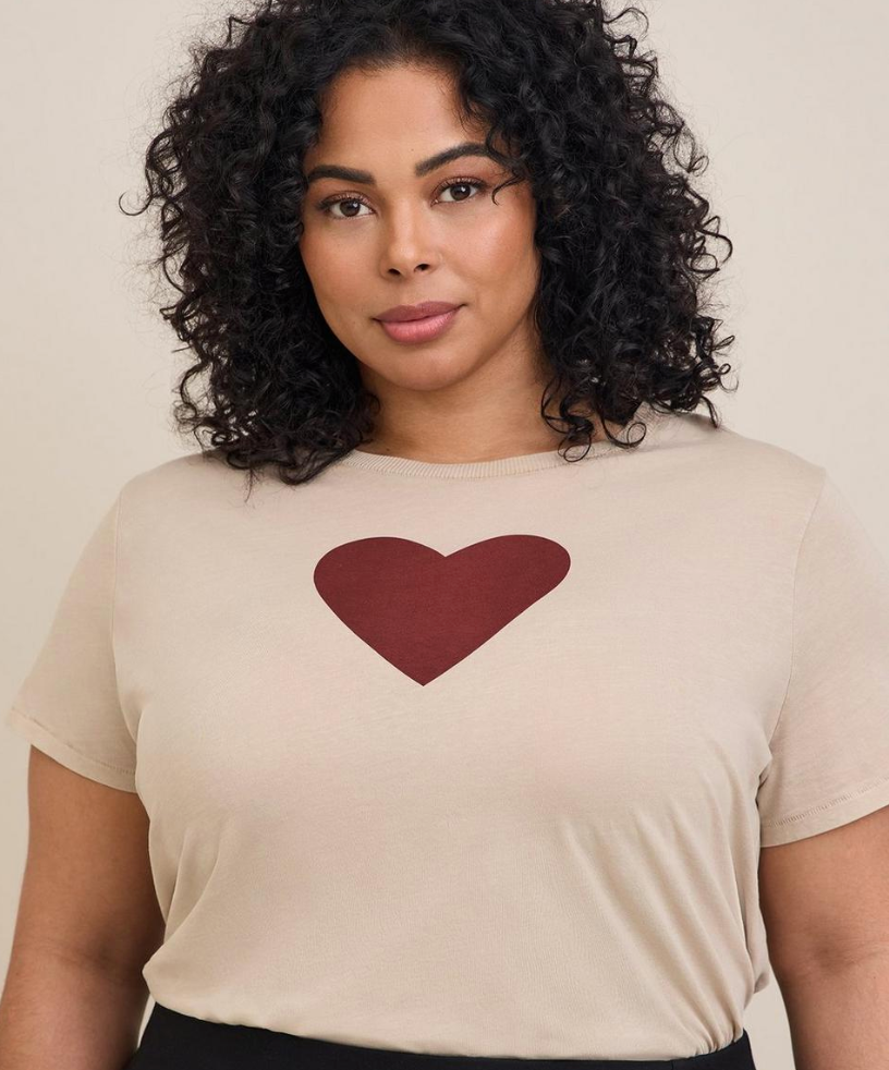 Cream Soft Tee with Heart