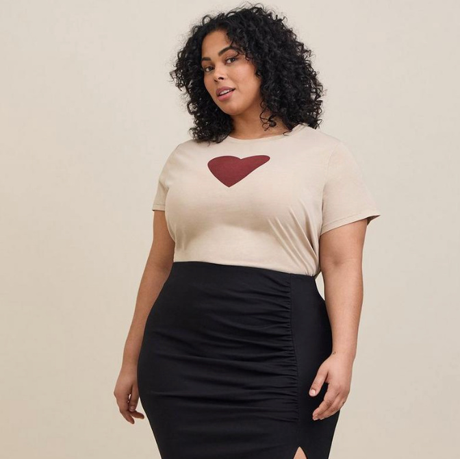 Cream Soft Tee with Heart