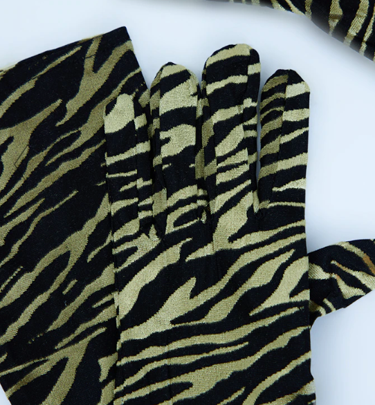 Mesh and Velvet Zebra Gloves