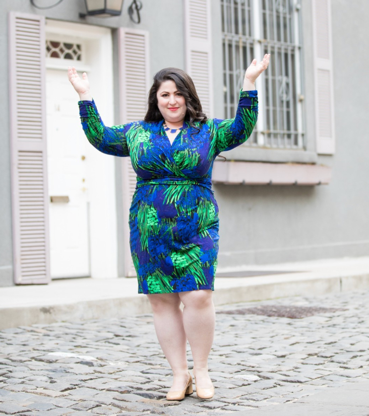Blue and Green Tropical Print Dress
