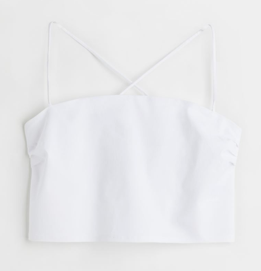 White Spaghetti Strap Crop Top NWT