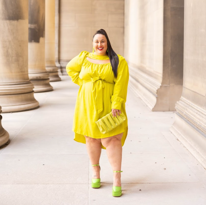 Chartreuse Open Front and Back Dress NWT