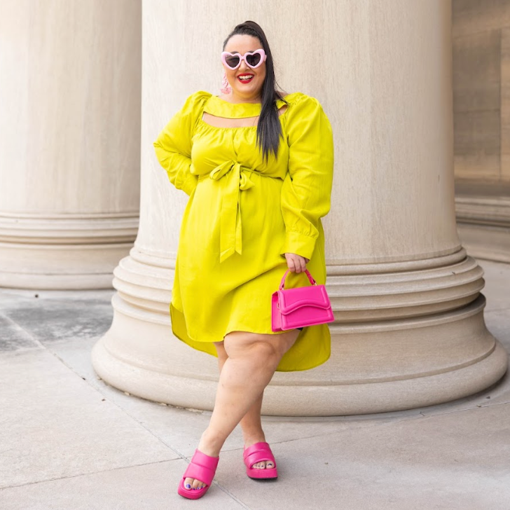 Chartreuse Open Front and Back Dress NWT