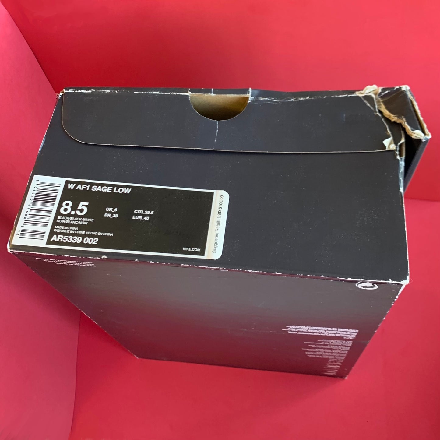 Sz 8.5 Air Force 1 Black Suede Sneakers