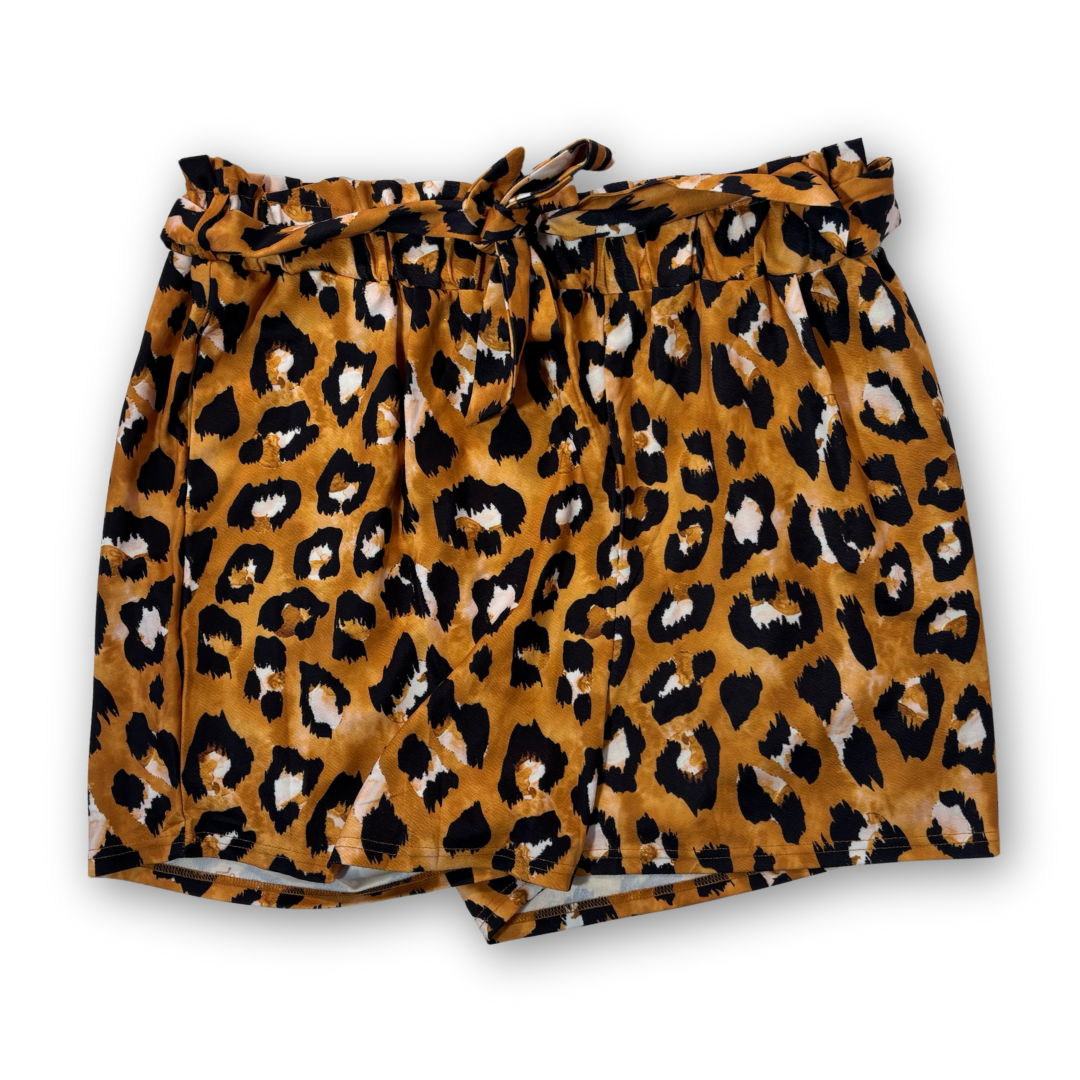 Yellow Leopard Print Paper Bag Waist Shorts