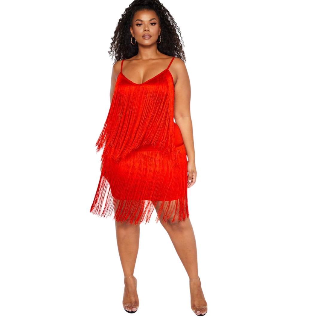 PrettyLittleThing Red Fringe Dress