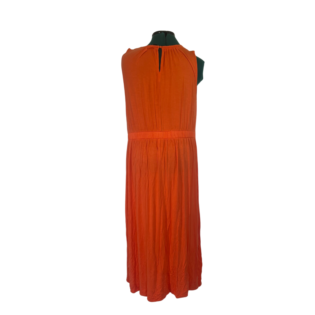 Orange Sleeveless Jersey Knit Dress