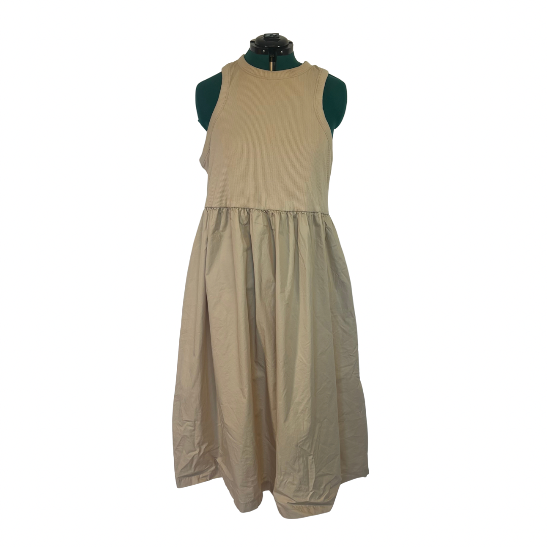 Beige A-Line Midi Tank Dress