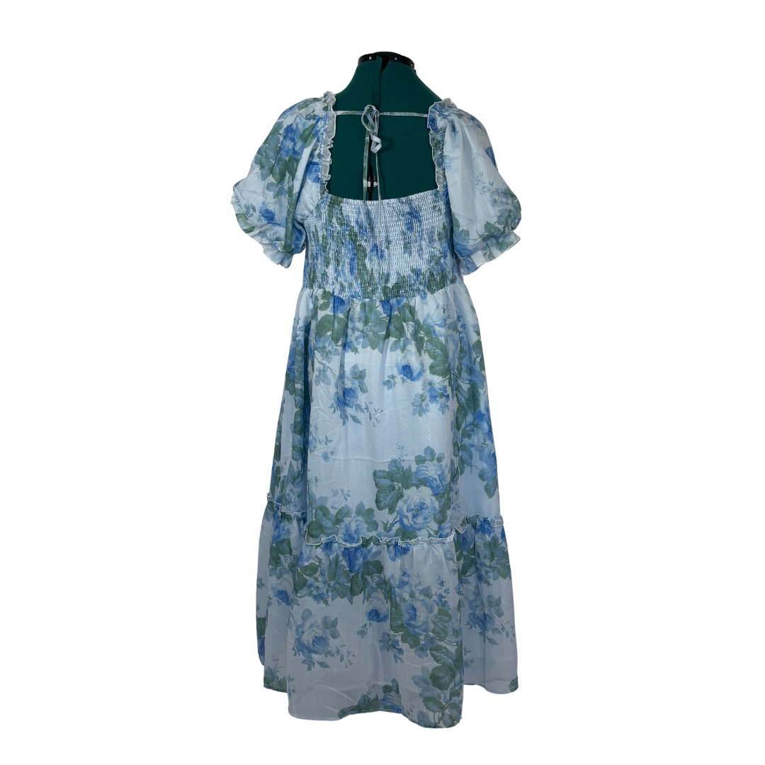 Blue Floral Poofy Dress NWT