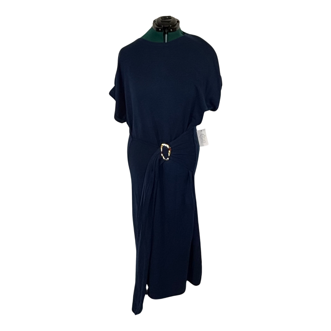 Eloquii Navy Knit Midi Dress with Wrap Belt NWT