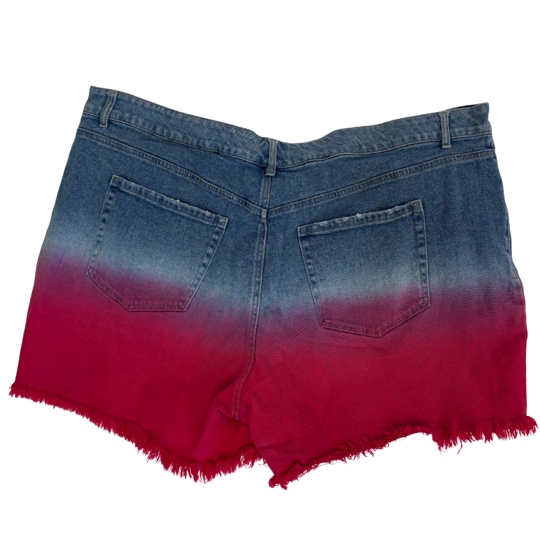 Lane Bryant Pink Dip Dyed Denim Boyfriend Shorts