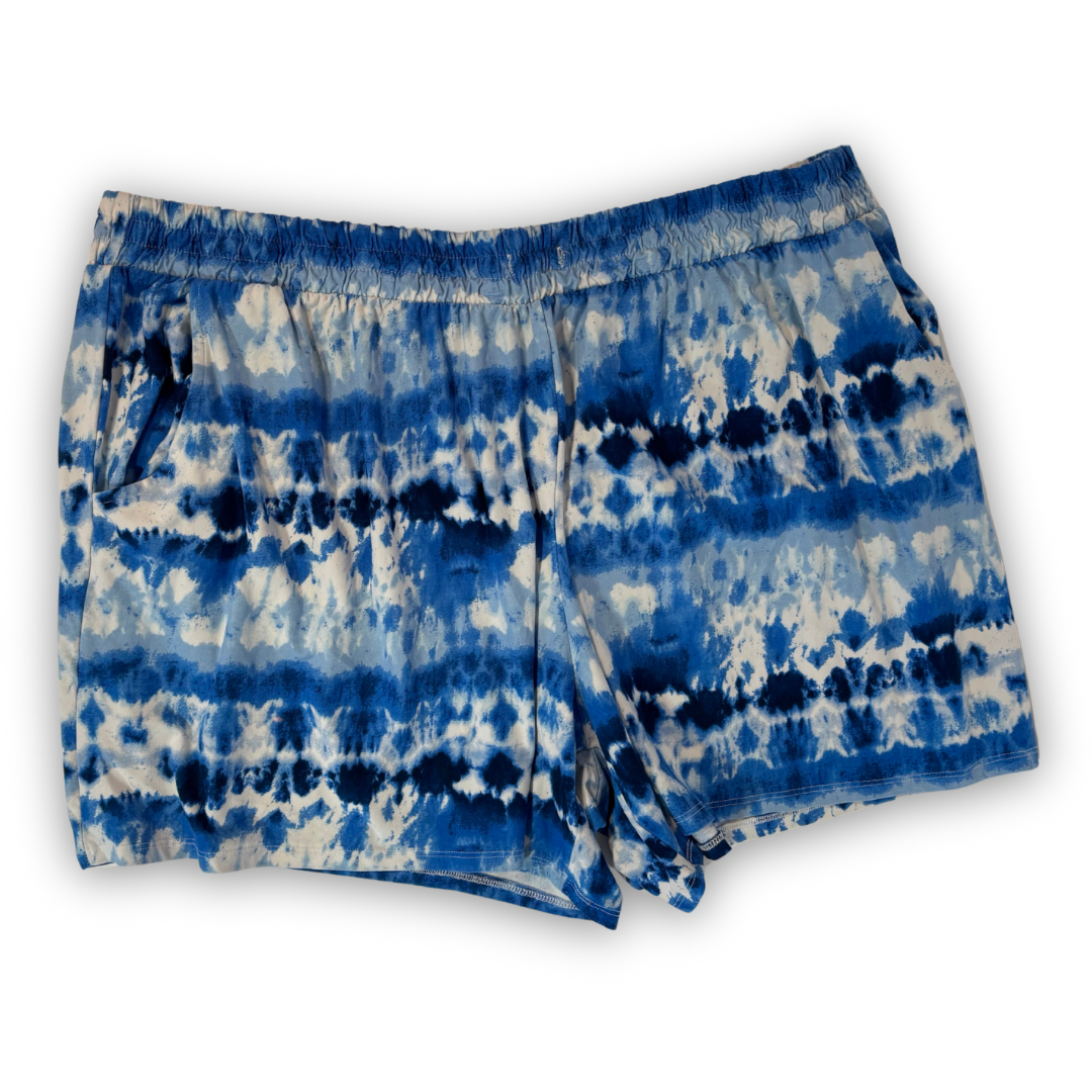 Blue and White Tie Dye Pull-On Shorts