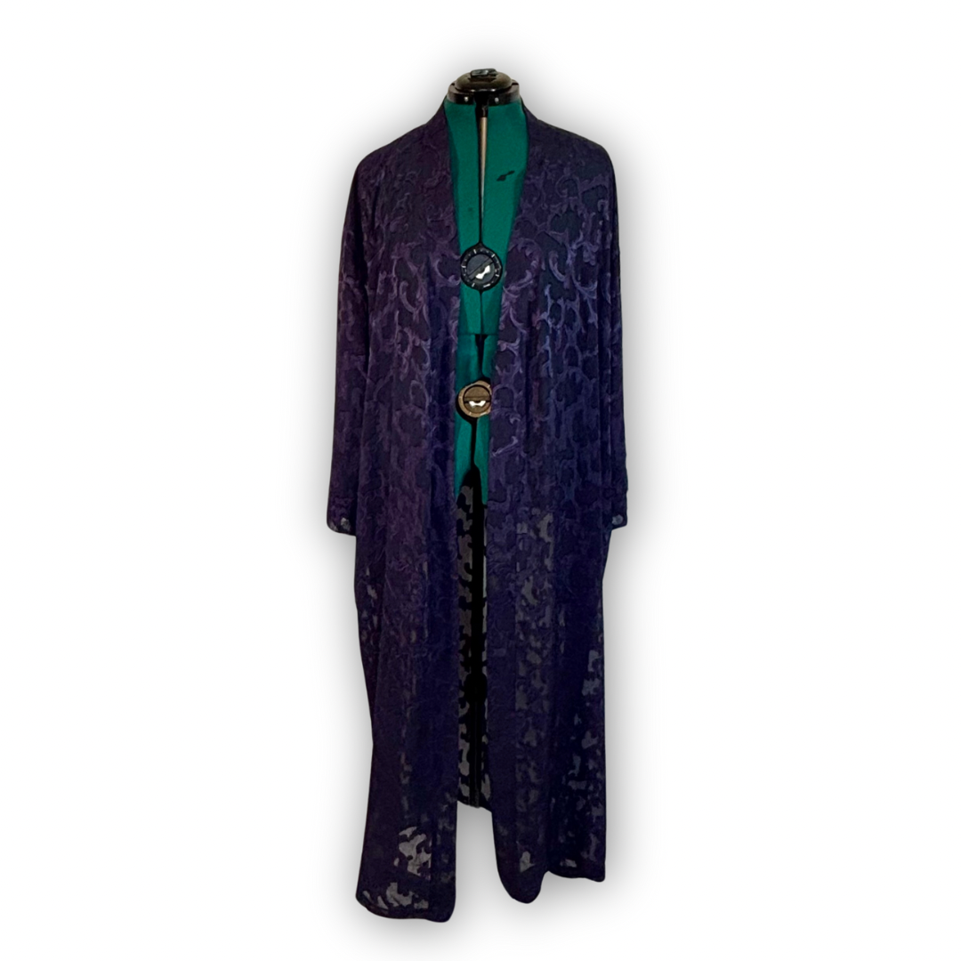 Vintage Victoria's Secret Gold Tag Navy Filigree Robe
