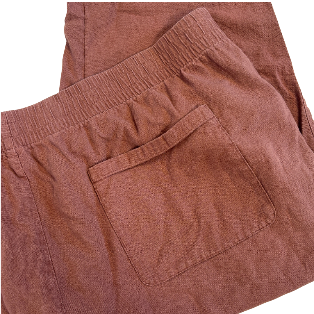 Old Navy High Rise Straight Leg Linen Blend Pull on Pants in Brown