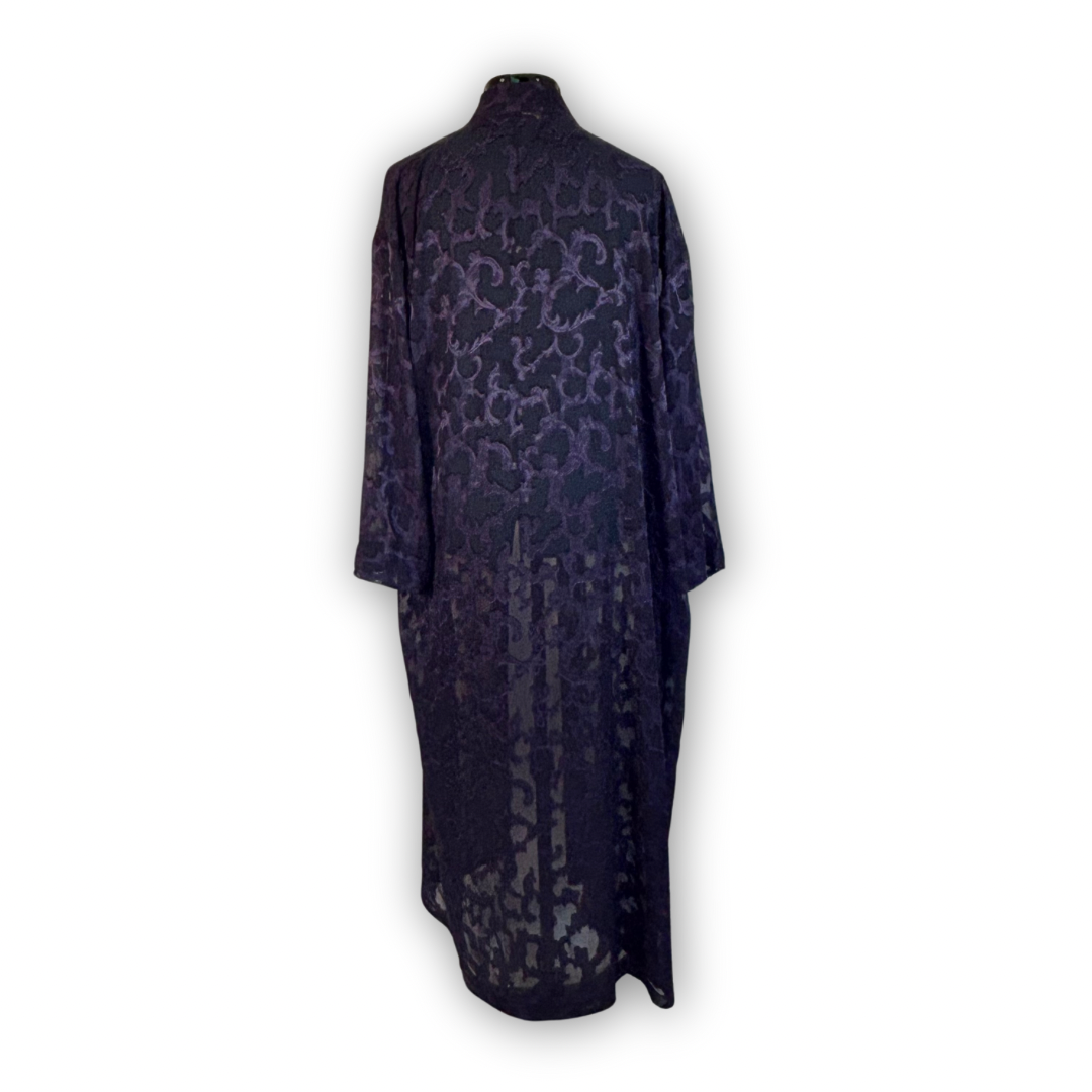 Vintage Victoria's Secret Gold Tag Navy Filigree Robe