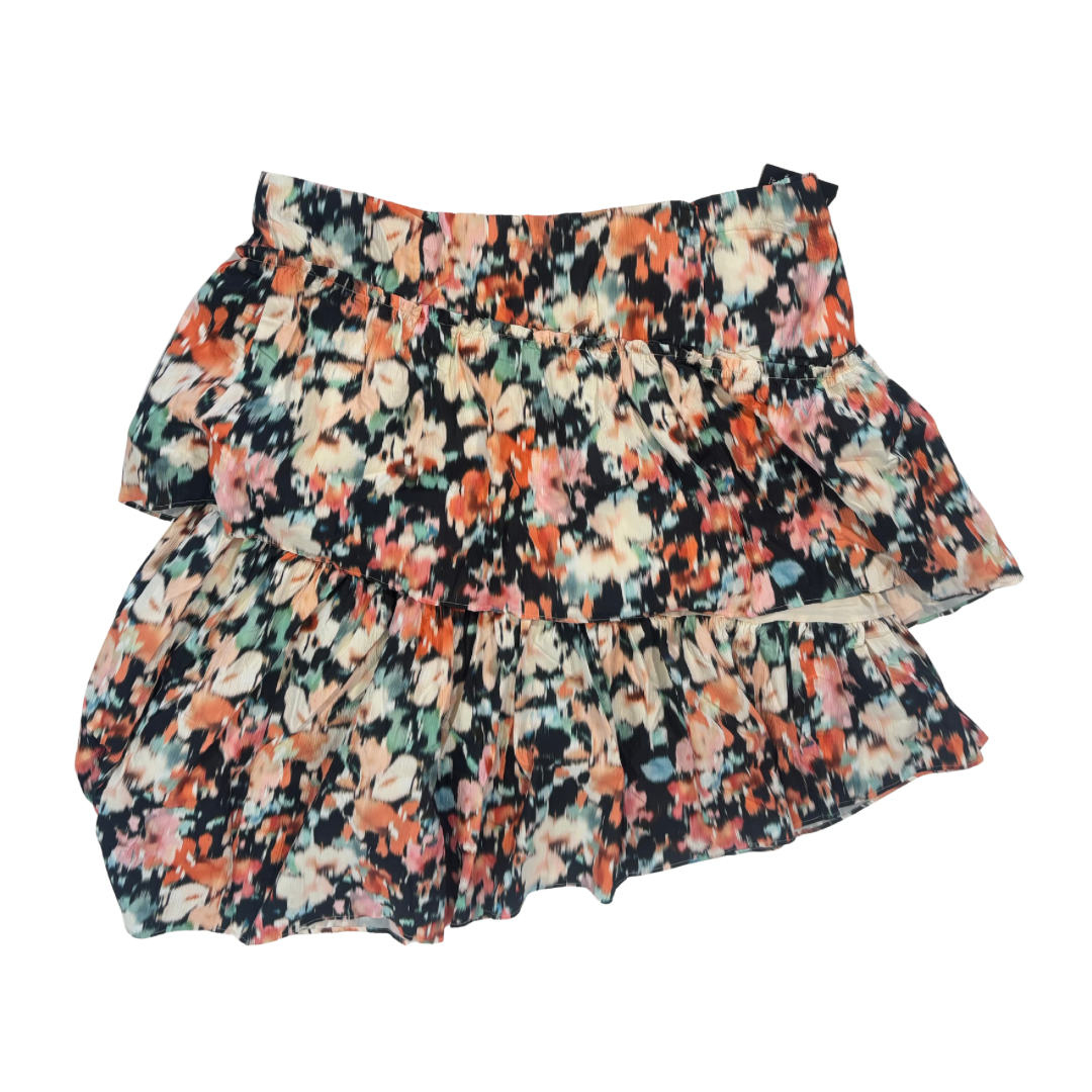 Eloquii Abstract Floral Print Asymmetrical Ruffle Skirt NWT
