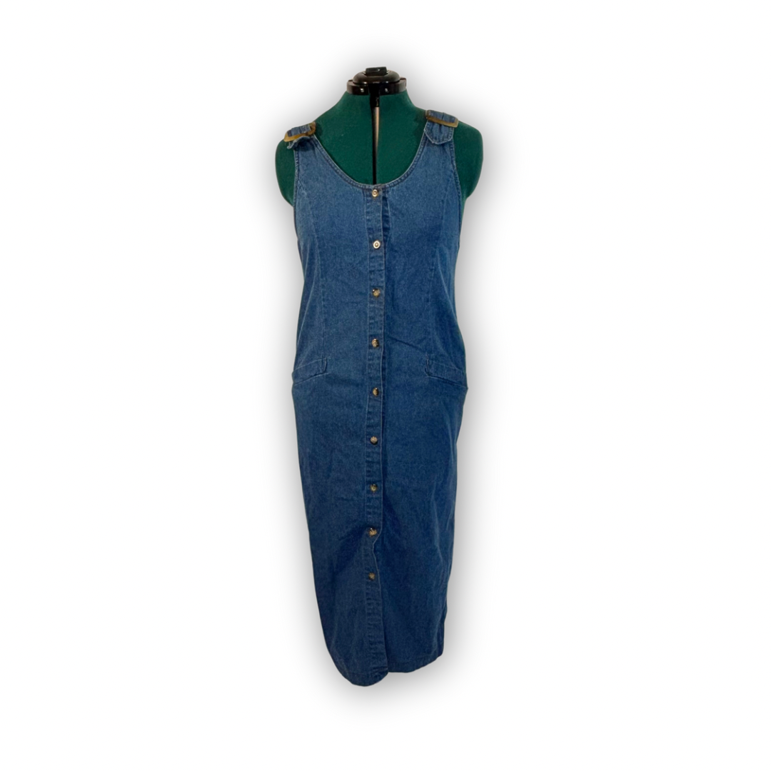 Vintage Denim Button Front Midi Dress