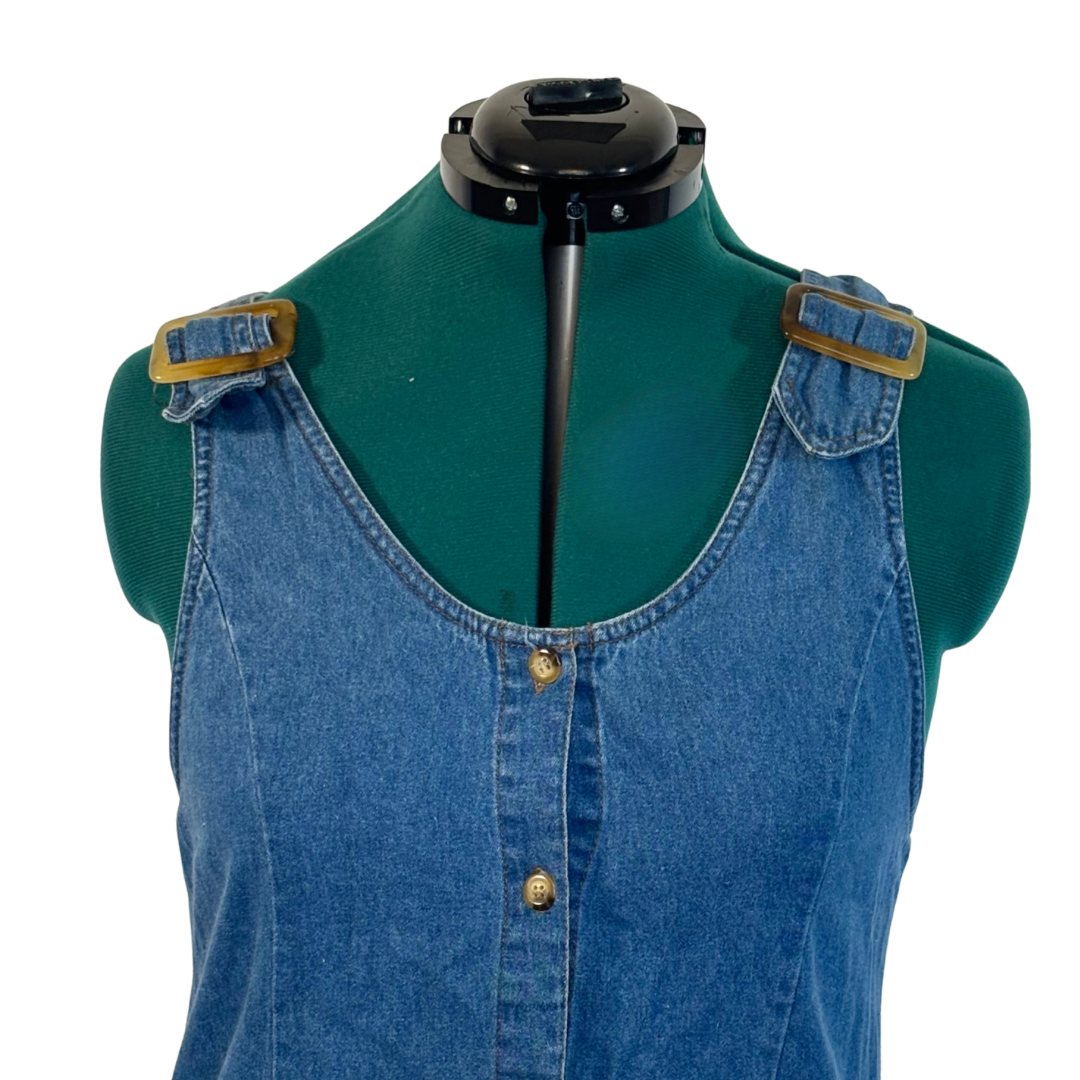 Vintage Denim Button Front Midi Dress
