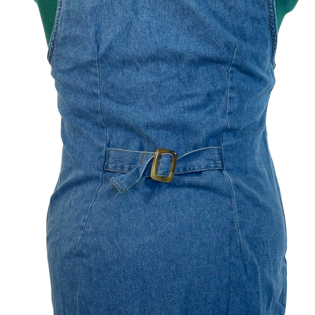 Vintage Denim Button Front Midi Dress