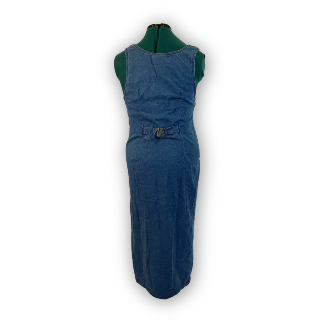 Vintage Denim Button Front Midi Dress