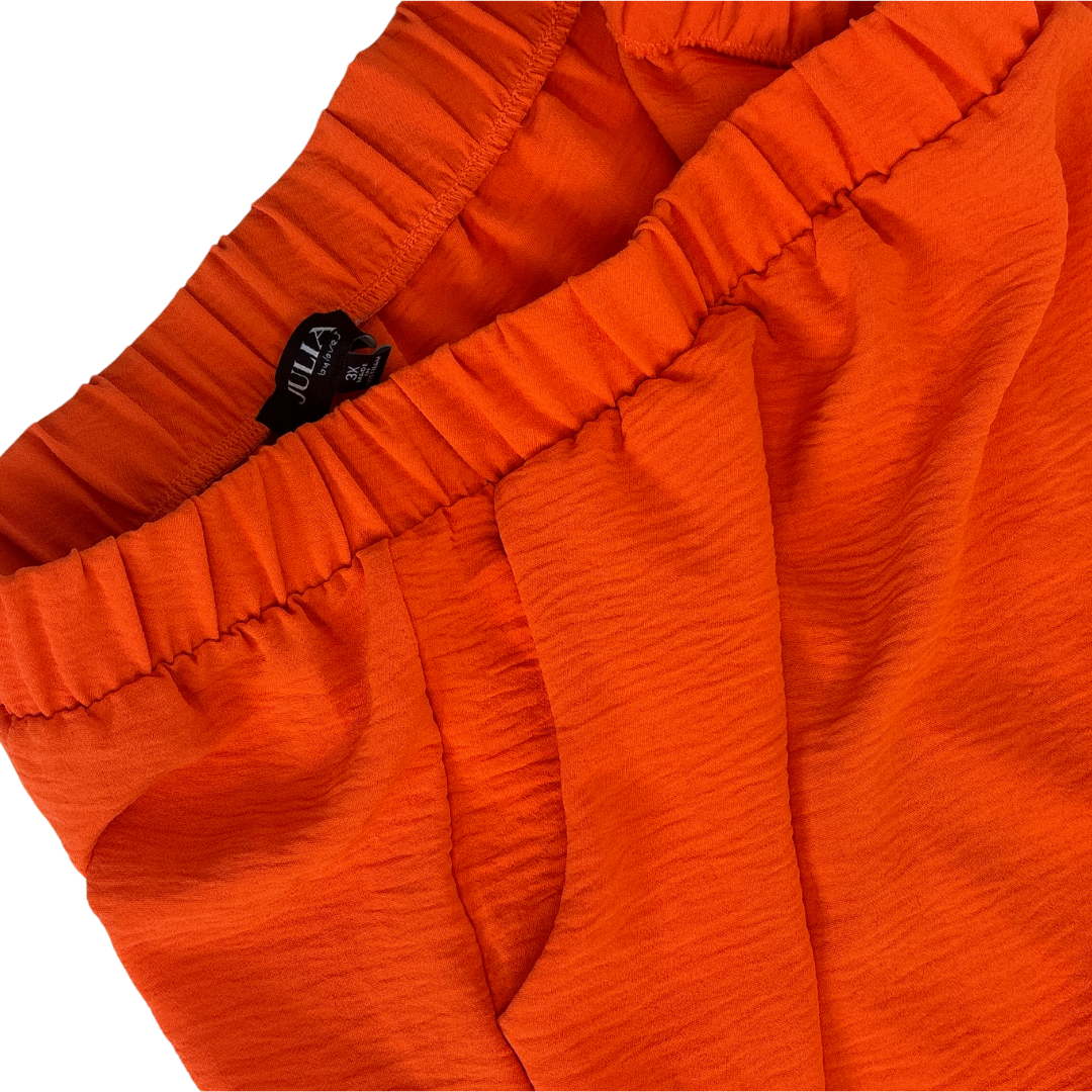 Orange Wide Leg Pull-On Pants