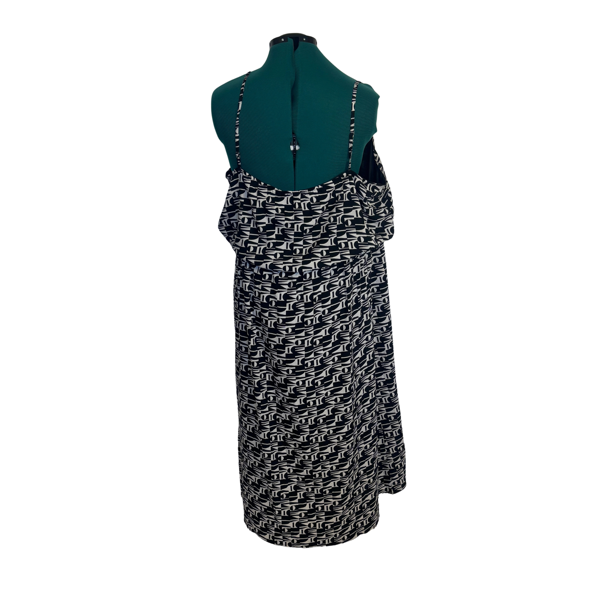 Black and White Abstract Print Sleeveless Midi Dress