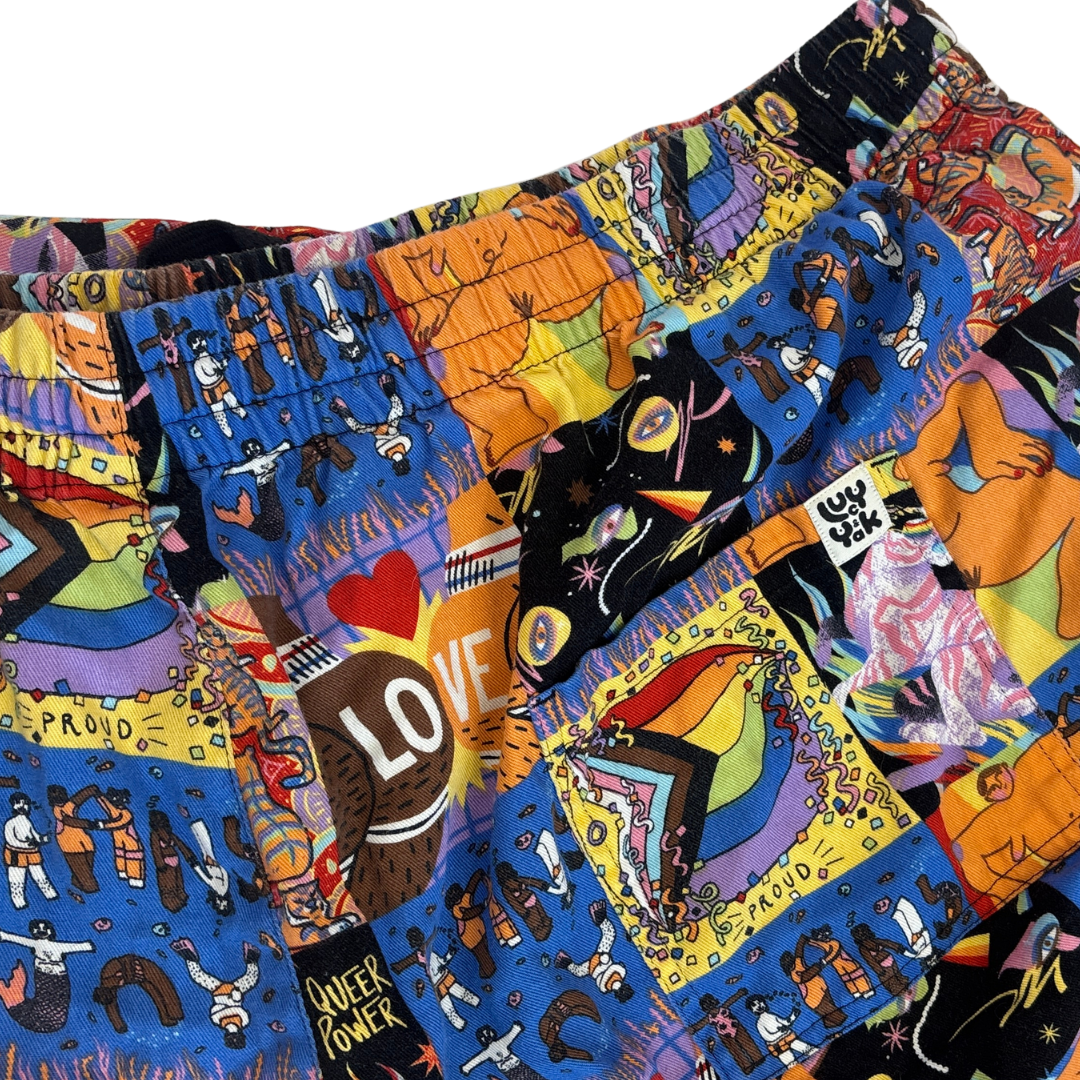 Lucy and Yak Pride Patchwork Print Pull-on Shorts
