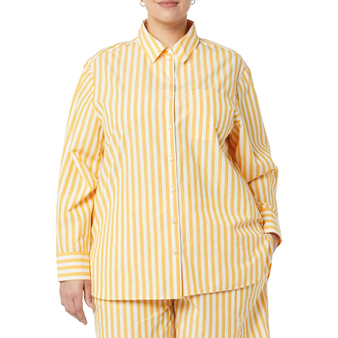 Yellow Striped Button Down and Shorts Coord