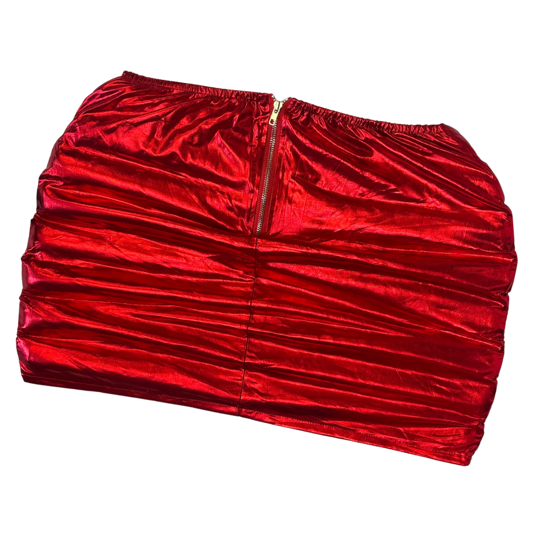 Red Puffer Mini Skirt