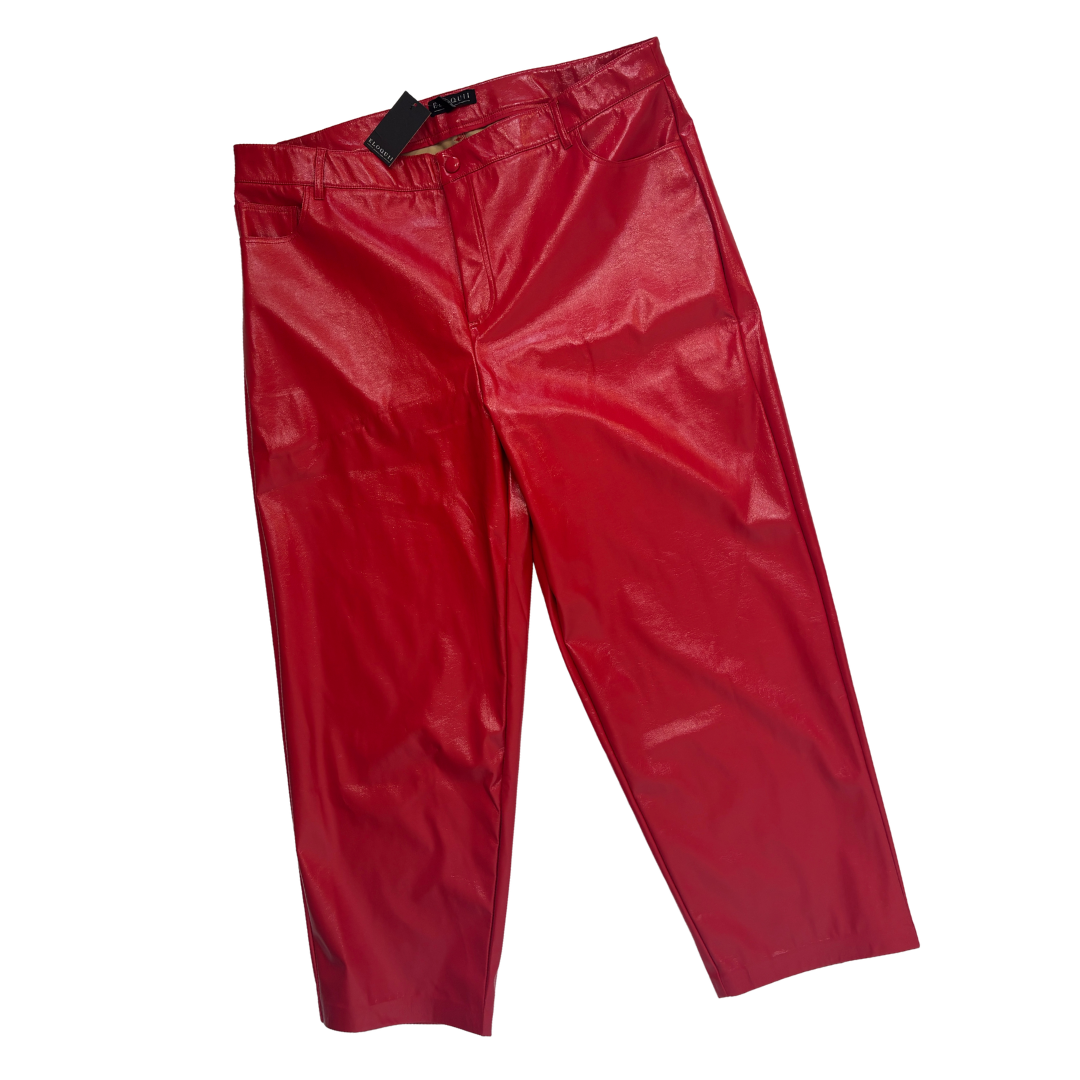 Eloquii Red Faux Leather Pants