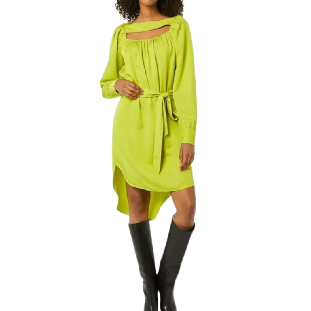 Chartreuse Open Front and Back Dress NWT